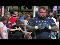 World's Strongest Men in a Tug o' War Challenge at Braemar Gathering Highland Games site in Scotland