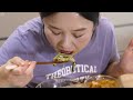 Real Mukbang:) Very delicious Spicy Braised Chicken ☆ Fried perilla leaves