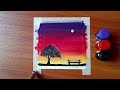 Very easy moonlight painting || poster colour drawing tutorial easy step by step for beginners