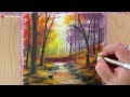 Beautiful Water Stream Drawing with Oil Pastel - Step by Step