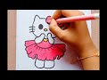 How to draw a cute hello kitty drawing with colour ll creative art for kids and toddlers