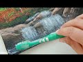 How to Paint a Waterfall in the Forest / Acrylic Painting Techniques