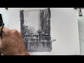 Watercolor Painting with a Very Relaxing Rain Thunderstorm Ambiance | ASMR