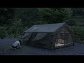 RAIN and STORM Camping in AIR TENT that is more cozy and relaxing than home. ASMR
