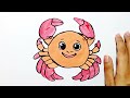 How to draw a Crab/coloring and drawing full tutorial