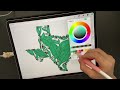 Texas Botanical Map 🎨 Color / Real-Time Art Process Part 3