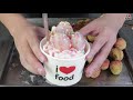 Lychee ice cream rolls street food - ASMR Ice Cream Rolls Lychee