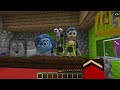 JJ and Mikey HIDE from Inside Out 2 in Minecraft Maizen (Joy Disgust, Fear, Anger, Sadness)