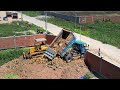 Full Video! Starting new project show Processing Technic Komatsu dozer push Soil Filling in flooded