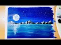 Beautiful Of Moonlight || Relaxing acrylic painting 🌗
