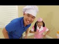 Jannie & Emma Pretend Play w/ Kitchen Restaurant Cooking Kids Toys