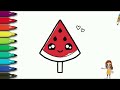 How to Draw a Cute Watermelon Ice Cream Easy for Kids and Toddlers
