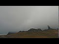 time lapse of mountain landscape at misty day isle of skye scotland