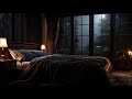 Sleeping in a Cozy Bedroom during a Heavy Thunderstorm