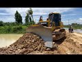 The Best Wonderful SHANTUI Bulldozer Running Pushing Soil on New Road Construction