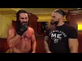 Seth Rollins, Roman Reigns, Jey & Jimmy Uso backstage segment on 