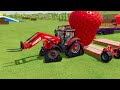 CLAAS vs STEYR vs DEUTZ vs FENDT vs VALTRA TRACTORS BATTLE WITH STRAWBERRY - Farming Simulator 22