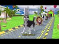 Paint & Animals Duck,Gorilla,Lion,Elephant,Cow,Sheep Fountain Crossing Transformation Animal Cartoon