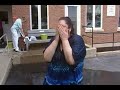 My mom accepting the ALS Ice Bucket Challenge