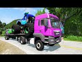 5 MONSTER TRUCKS vs Big & Small: McQueen with Spinner Wheels and Thomas Train - BeamNG.Drive