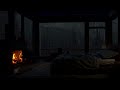 Rainy atmosphere & fireplace in a cozy lakeside balcony - Goodbye stress & sleep, study & meditation