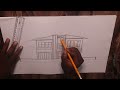 Step-by-step process of drawing a stunning modern house.