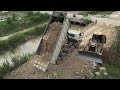 Amazing Powerful Bulldozer Pushing Dirt Building New Road & Skill Operator  Dump Truck Dumping Dirt