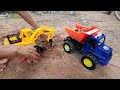 land truck pour soil to clear the pit, ឡានដឹកដី ឡានដឹកដីចាក់រណ្តៅ អាអិចកាយដី