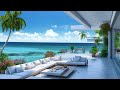 Summer Beach Setting - Bossa Nova Jazz Music at the Seaside Coffee Shop Ambience, Ocean Waves Sounds