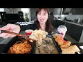 JOLLIBEE FILIPINO FAST FOOD MUKBANG 먹방 (Burger Steak, Spaghetti, Spicy Fried Chicken, HaloHalo, Pie)