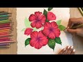 COLOR PENCIL TUTORIAL : HOW TO DRAW HIBISCUS? with staedtler #colorpencil #staedtler #blending #art