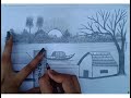 How to draw a village scenery pencil drawing for beginners stepbystep|| pencil shading drawing video