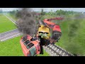 Long Articulated Bus Accident on Rail #116 - Beamng.Drive | Dancing Cars