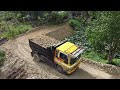 Complete100% Filling Land Making a road by Bulldozer  with 5ton Trucks