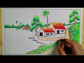 Simple Village Drawing | Riverside Nature Drawing | Drawing Competition for Kids