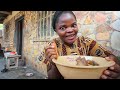 Harvesting and cooking delicious mouthwatering  Cassava /yam fufu and light soup in Togo west Africa