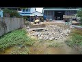 Start Opening New Project!! Komat'su Dozer D20A & 5T Truck pushing stone into flooded