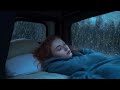 8 Hours ASMR 😴 Overnight in the car during heavy rain and thunderstorms to rest and sleep