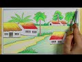 How to Draw Modern Village Scenery With Landscape drawing/scenery drawing step by step