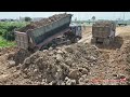 Ep3- Amazing action for strong SHANTUI DH17c3 Dozer push soil & 25 t Trucks dumping soil landfill up