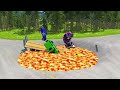 TRANSPORTING PIXAR CARS & FRUITS WITH COLORED & JOHN DEERE vs CLAAS vs TRACTORS - BeamNG.drive #962