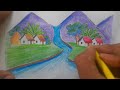 How to draw easy village scenery drawing for kids,,easy drawing #pencildrawing #scenery #kids