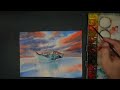 Fishing Boat at Cloudy Sky, Calm Seascape watercolor painting