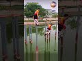 Chinese Lion Dance Training Over Pond and Fail😱😱#shorts #liondance #mualan #shortsfeed #shortsvideo