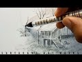 Simple landscape drawing||pencil drawing||pencil shading