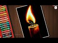 How to draw a Candle🕯️ with oil pastel drawing for beginners | Very easy candle light (diya) drawing
