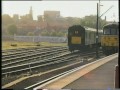 Norwich Station in August 1998 with Hastings DEMU and RES Shunts