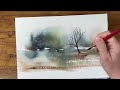 A Quick and Dreamy Watercolour Landscape in Three Colours | Spontaneous  Loose Watercolour Painting