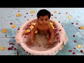 Baby Photoshoot at Home Ideas: You will love this !! Baby Bath Photoshoot Ideas At Home