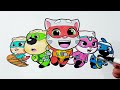 Menggambar dan mewarnai Tom Heroes Super kreatif untuk anak | #talkingtomheroes | Lagu Anak-anak